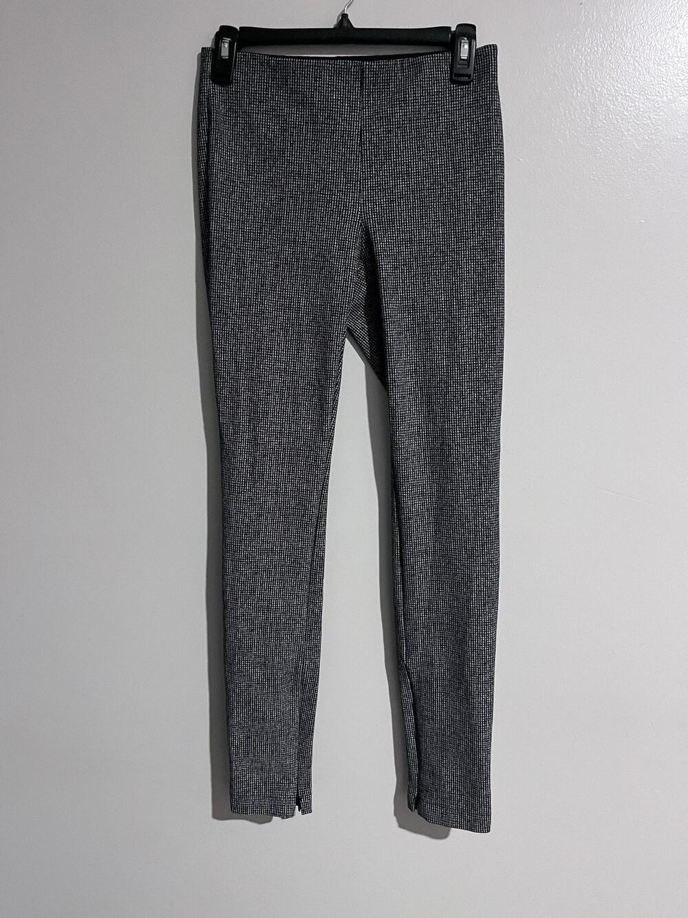 Theory Pants Womens S Black Ponte Jegging Skinny Ankle Zip Slit Check Workwear